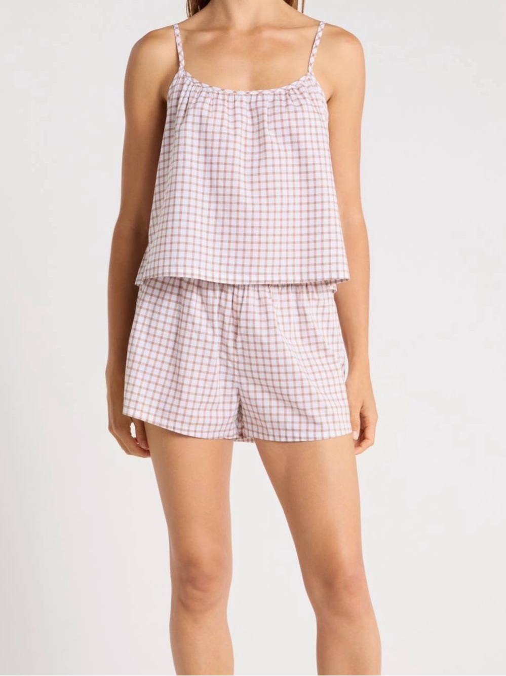 Abound Checkered Cotton Cami Pajama Set